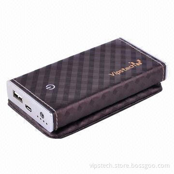 MP3 Player Charger with 6000mAh Capacity, Classical PU Design with Wallet and LED Torch